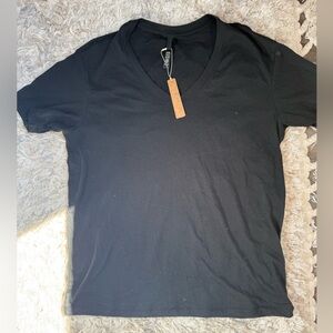 SKIMS Threadbare Cotton V-Neck Tee in Soot Gray